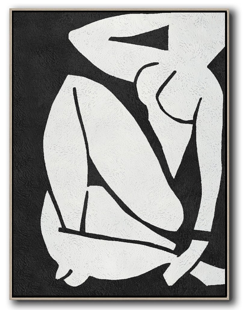 Abstract Art On Canvas, Modern Art,Black And White Minimal Painting On Canvas - Extra Large Paintings